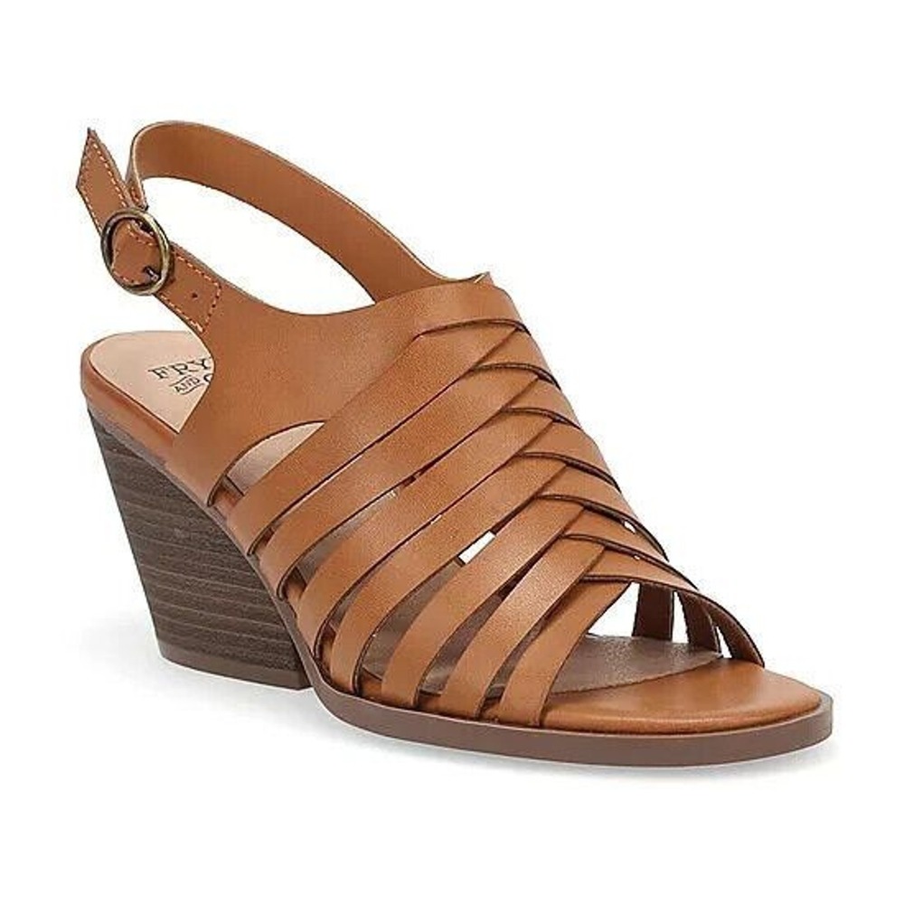 Frye & Co. Womens Tan Galia Heeled Sandal Size 9 Brand New Brown Vegan Leather